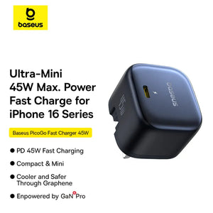 Baseus PicoGo AE11 GaN Fast Charger 1C 45W UK Cosmic Black