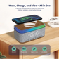 LZEL SonicGlow Wake Multifunctional Speaker with Alarm Clock & Wireless Charger – Bamboo Pattern/Gray