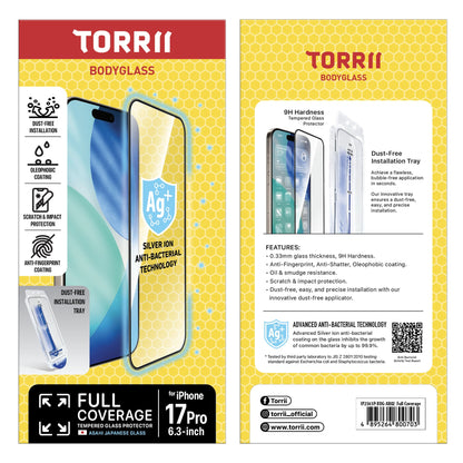Torrii BODYGLASS for iPhone 17 Pro Anti-Bacterial – Full Coverage