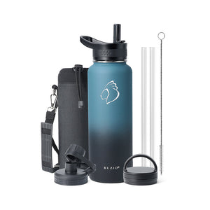 Buzio Trio Series Water Bottle with 3 Lids and Sleeve 1.2L - Indigo Crush