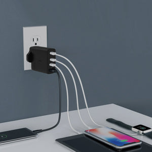 LZEL VoltixCharger 100W 4-Port GaN Wall Charger – Gray