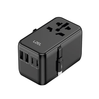 محول الشحن السريع LZEL Voyage Elite Travel بقوة 45 واط بتقنية GaN ومنفذ USB-C PD مع كابل من النوع C - أسود