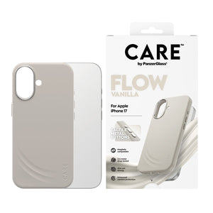 جراب CARE by PanzerGlass بتصميم FLOW، لون الفانيليا.  متوافق مع آيفون 17  و MagSafe.