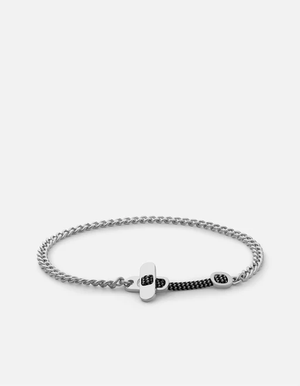 Metric Chain Bracelet, Sterling Silver-Black/Grey