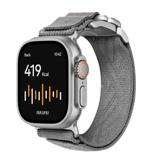AULUMU G03 Titanium Alloy Mag Buckle Nylon Strap For Apple Watch 42/44/45/46/49mm - Gray