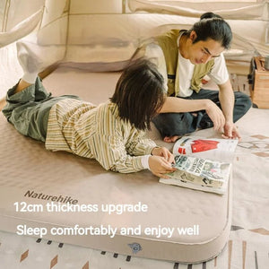 Naturehike Yugu C12 Comfort Automatic Inflatable Cushion With Inner Inflatable Pump - Beige Single (200*76*12)